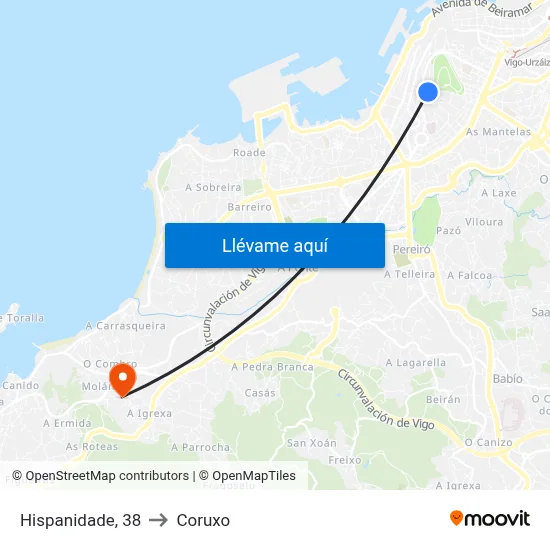 Hispanidade, 38 to Coruxo map
