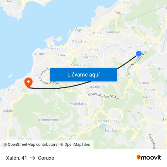 Xalón, 41 to Coruxo map