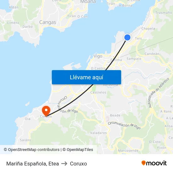 Mariña Española, Etea to Coruxo map