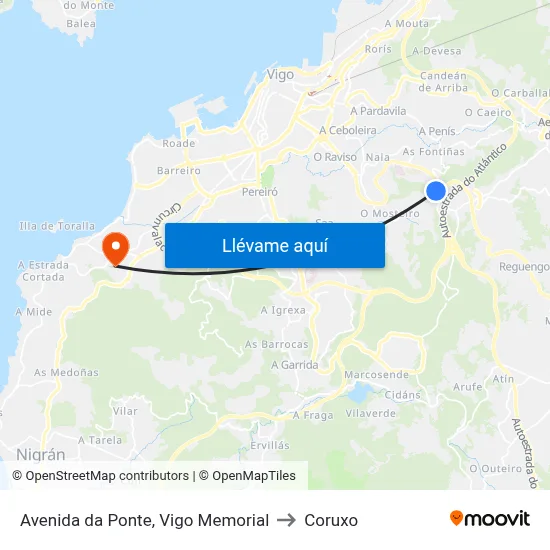 Avenida da Ponte, Vigo Memorial to Coruxo map