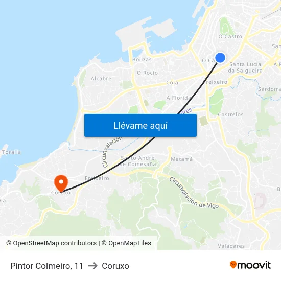 Pintor Colmeiro, 11 to Coruxo map