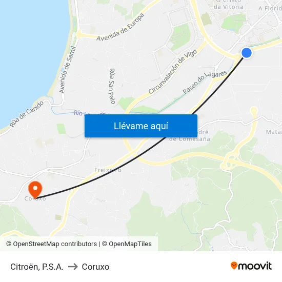 Citroën, P.S.A. to Coruxo map