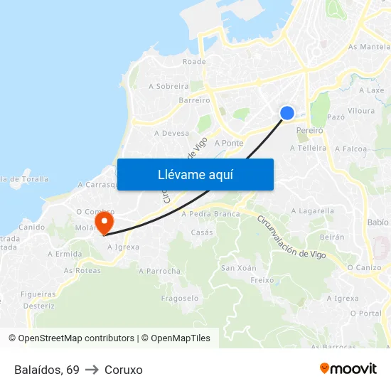Balaídos, 69 to Coruxo map