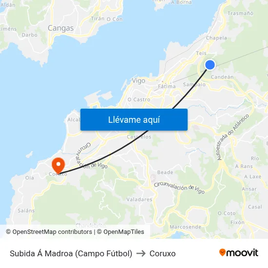 Subida Á Madroa (Campo Fútbol) to Coruxo map
