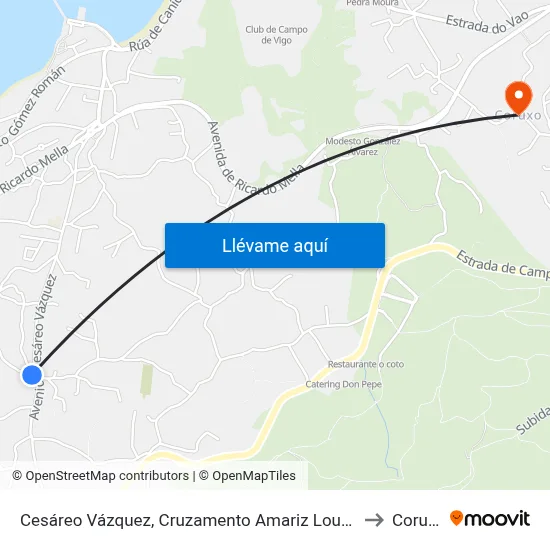 Cesáreo Vázquez, Cruzamento Amariz Lourenzo to Coruxo map