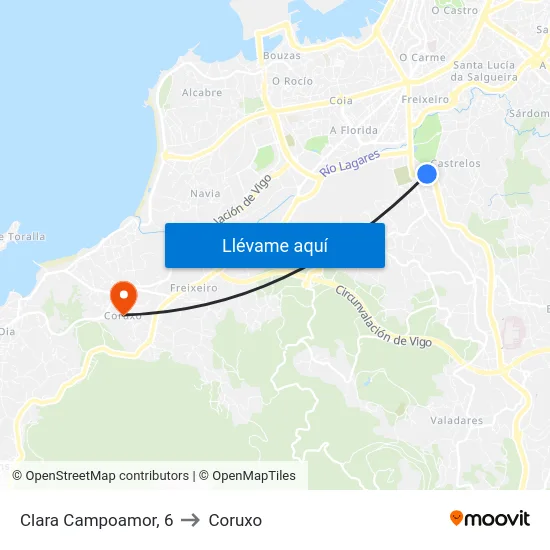 Clara Campoamor, 6 to Coruxo map