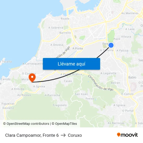 Clara Campoamor, Fronte 6 to Coruxo map