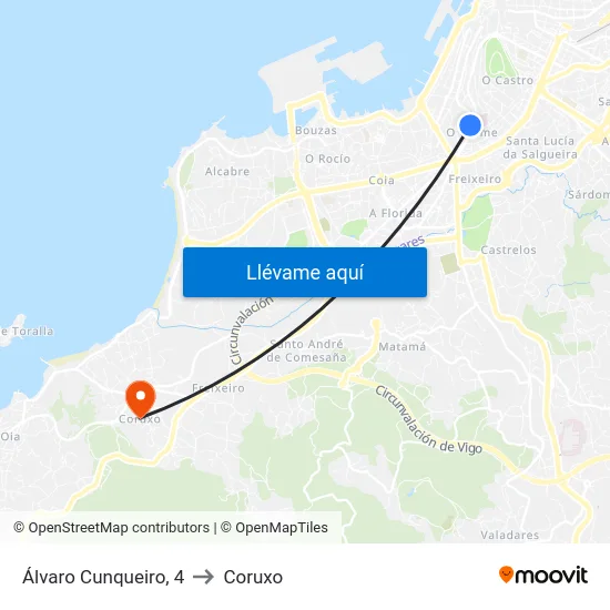 Álvaro Cunqueiro, 4 to Coruxo map