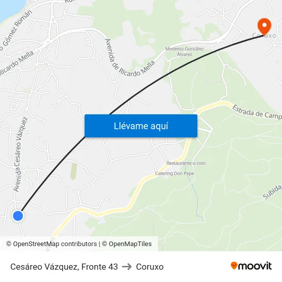 Cesáreo Vázquez, Fronte 43 to Coruxo map