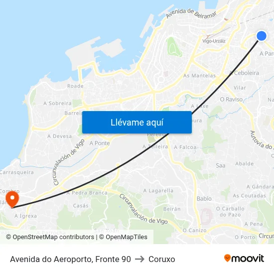 Avenida do Aeroporto, Fronte 90 to Coruxo map