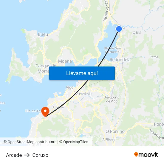 Arcade to Coruxo map