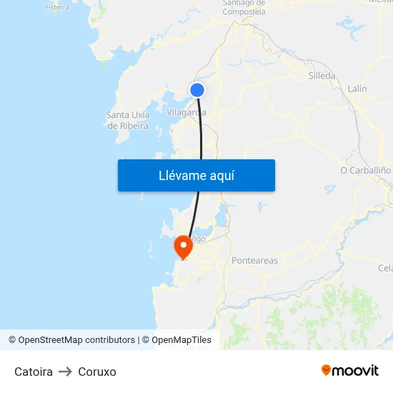 Catoira to Coruxo map