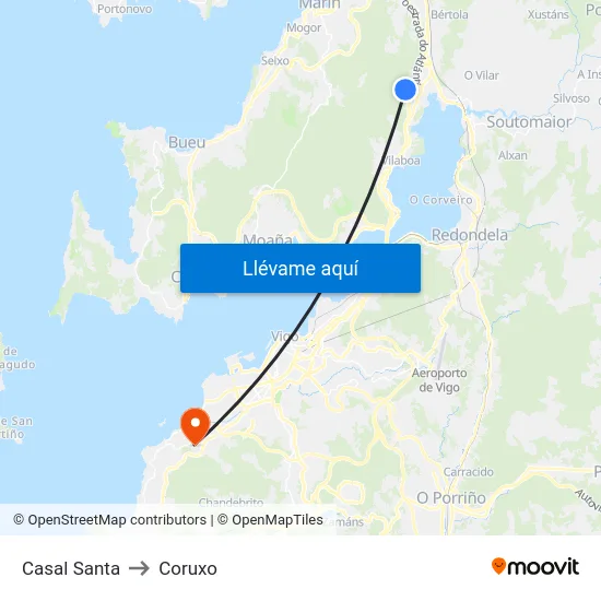 Casal Santa to Coruxo map