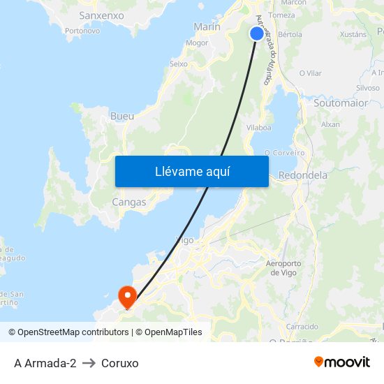 A Armada-2 to Coruxo map
