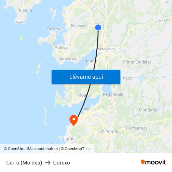 Curro (Moldes) to Coruxo map