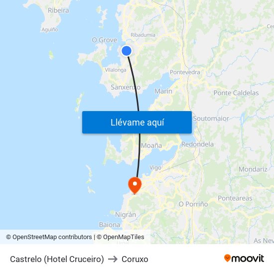 Castrelo (Hotel Cruceiro) to Coruxo map