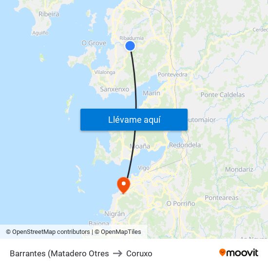 Barrantes (Matadero Otres to Coruxo map