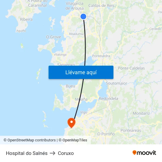 Hospital do Salnés to Coruxo map