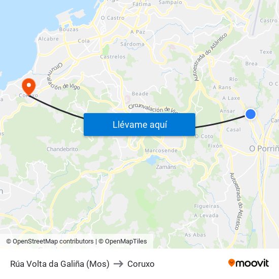 Rúa Volta da Galiña (Mos) to Coruxo map