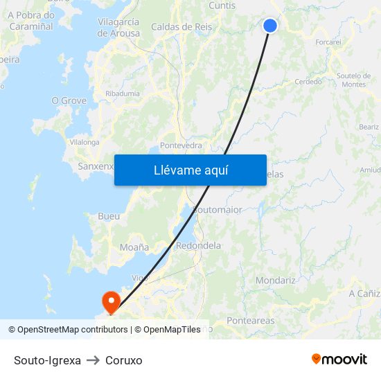 Souto-Igrexa to Coruxo map