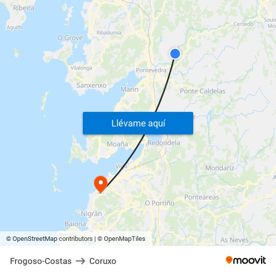 Frogoso-Costas to Coruxo map