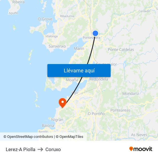 Lerez-A Piolla to Coruxo map