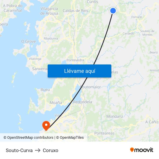 Souto-Curva to Coruxo map