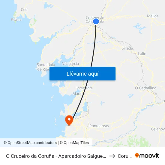 O Cruceiro da Coruña - Aparcadoiro Salgueiriños to Coruxo map