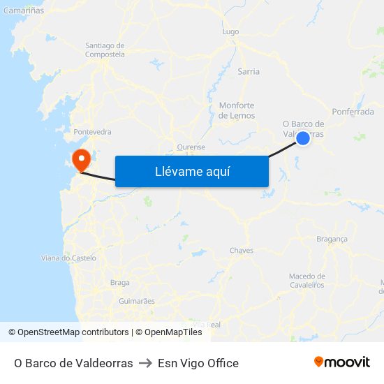 O Barco de Valdeorras to Esn Vigo Office map
