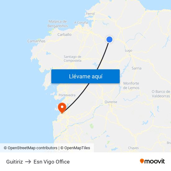 Guitiriz to Esn Vigo Office map