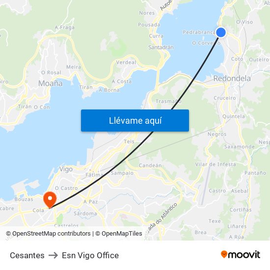 Cesantes to Esn Vigo Office map
