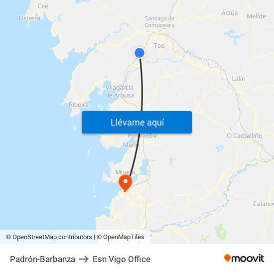 Padrón-Barbanza to Esn Vigo Office map