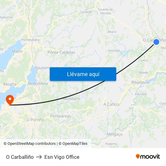 O Carballiño to Esn Vigo Office map