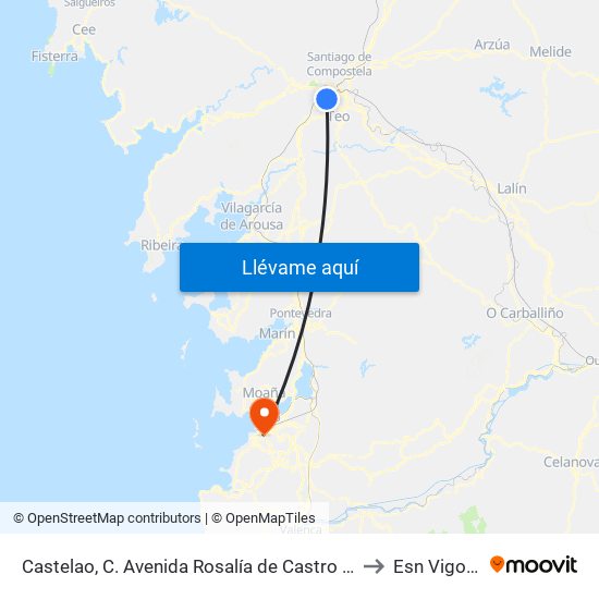 Castelao, C. Avenida Rosalía de Castro - Milladoiro (Ames) to Esn Vigo Office map