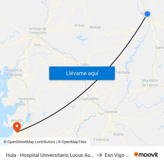 Hula - Hospital Universitario Lucus Augusti (Lugo) to Esn Vigo Office map