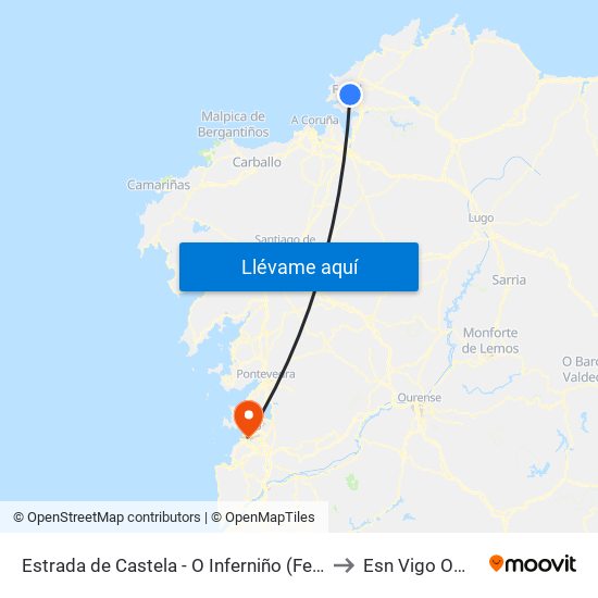 Estrada de Castela - O Inferniño (Ferrol) to Esn Vigo Office map