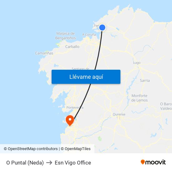 O Puntal (Neda) to Esn Vigo Office map