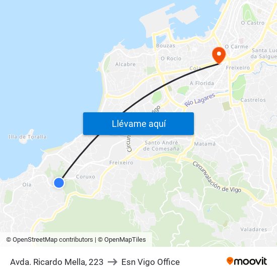 Avda. Ricardo Mella, 223 to Esn Vigo Office map