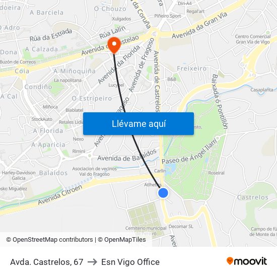 Avda. Castrelos, 67 to Esn Vigo Office map