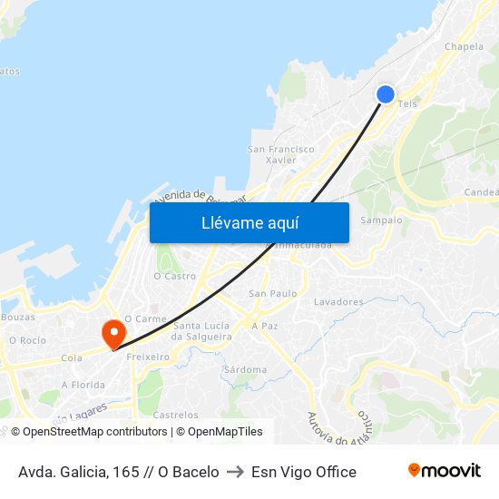 Avda. Galicia, 165 // O Bacelo to Esn Vigo Office map