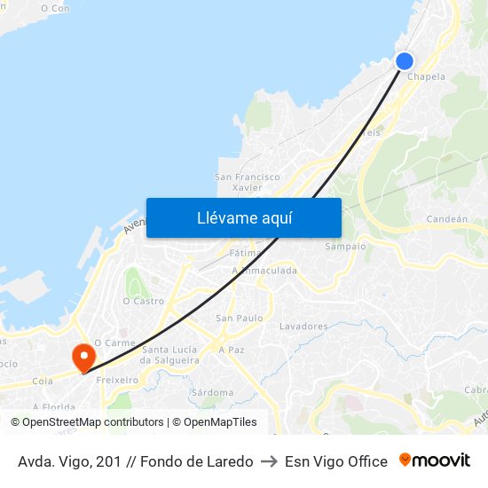 Avda. Vigo, 201 // Fondo de Laredo to Esn Vigo Office map