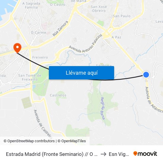 Estrada Madrid (Fronte Seminario) // O Campo da Presa do Valo to Esn Vigo Office map