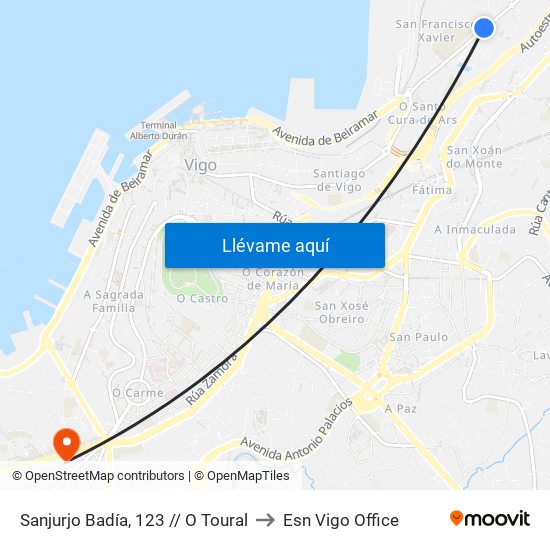 Sanjurjo Badía, 123 // O Toural to Esn Vigo Office map