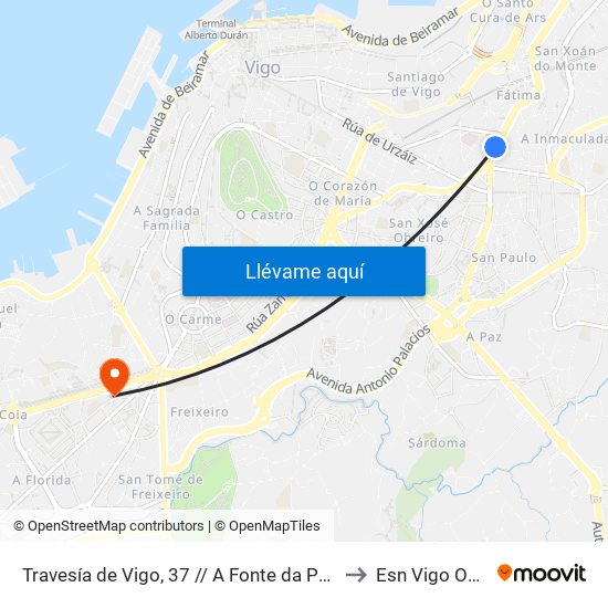 Travesía de Vigo, 37 // A Fonte da Palmeira to Esn Vigo Office map