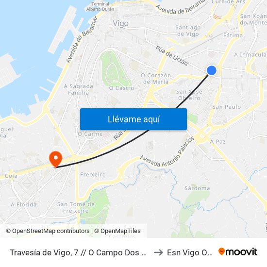 Travesía de Vigo, 7 // O Campo Dos Soldados to Esn Vigo Office map