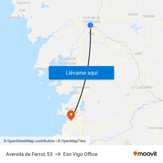 Avenida de Ferrol, 53 to Esn Vigo Office map