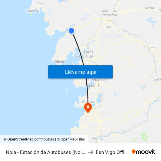 Noia - Estación de Autobuses (Noia) to Esn Vigo Office map