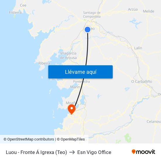 Luou - Fronte Á Igrexa (Teo) to Esn Vigo Office map