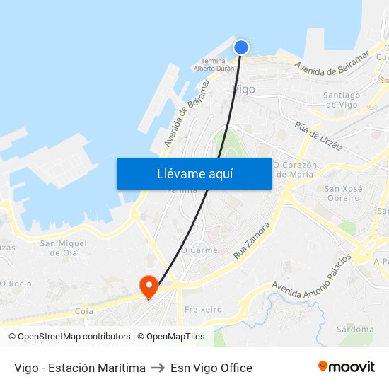 Vigo - Estación Marítima to Esn Vigo Office map
