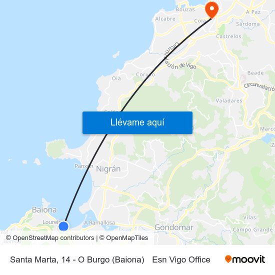 Santa Marta, 14 - O Burgo (Baiona) to Esn Vigo Office map